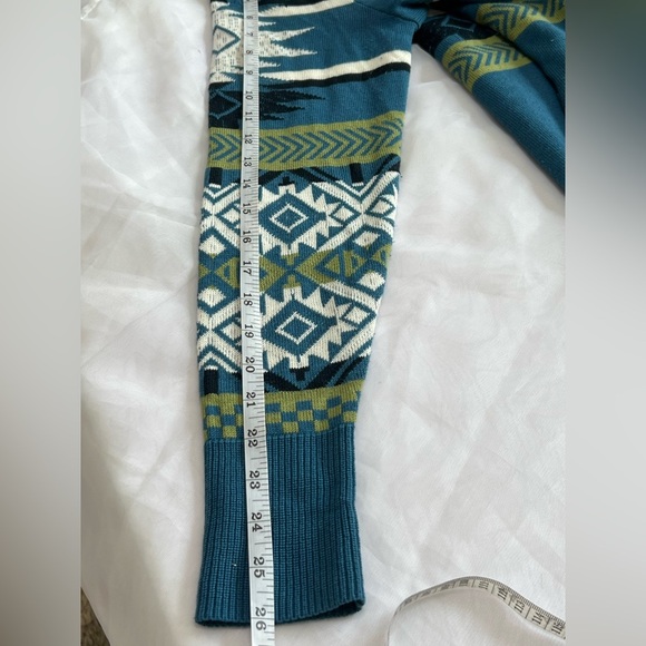 Woolrich Southwestern Sweater Womens Small Blue Pullover Tunic V Neck - Picture 9 of 10